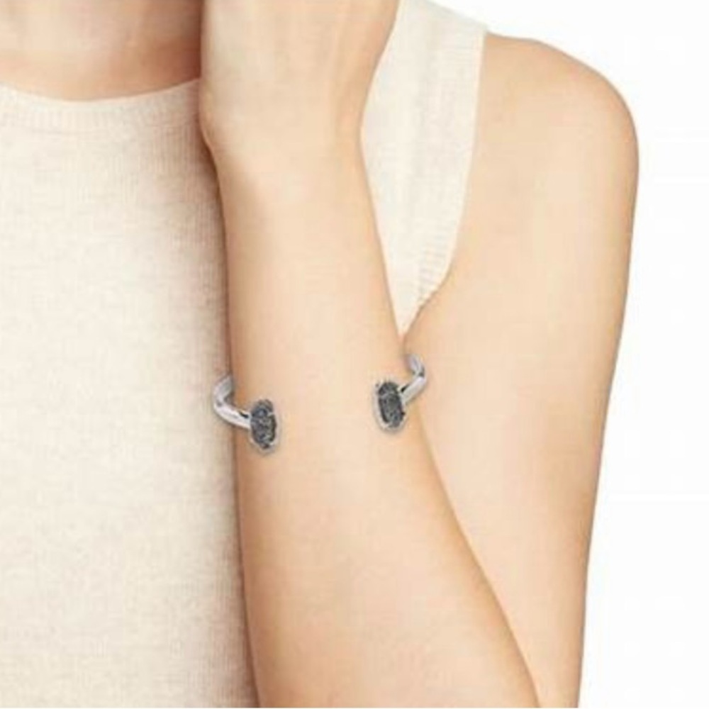 Kendra Scott Emilie Cuff Bracelet Rhodium Platinum Drusy - Picture 9 of 9